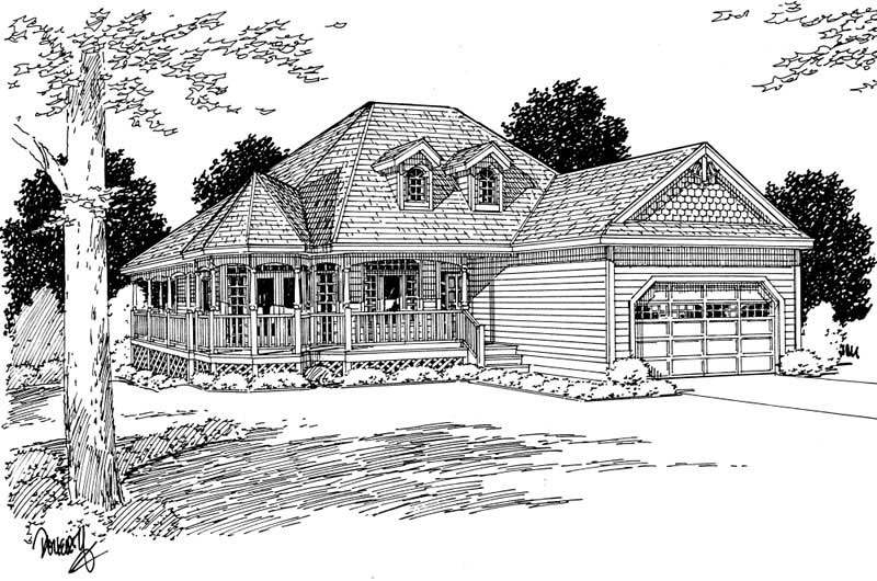 Home Plan Front Elevation of this 3-Bedroom,1506 Sq Ft Plan -177-1000