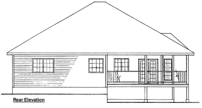 Home Plan Rear Elevation of this 3-Bedroom,1506 Sq Ft Plan -177-1000