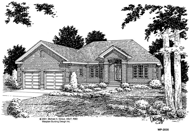 Home Plan Front Elevation of this 3-Bedroom,1493 Sq Ft Plan -177-1001