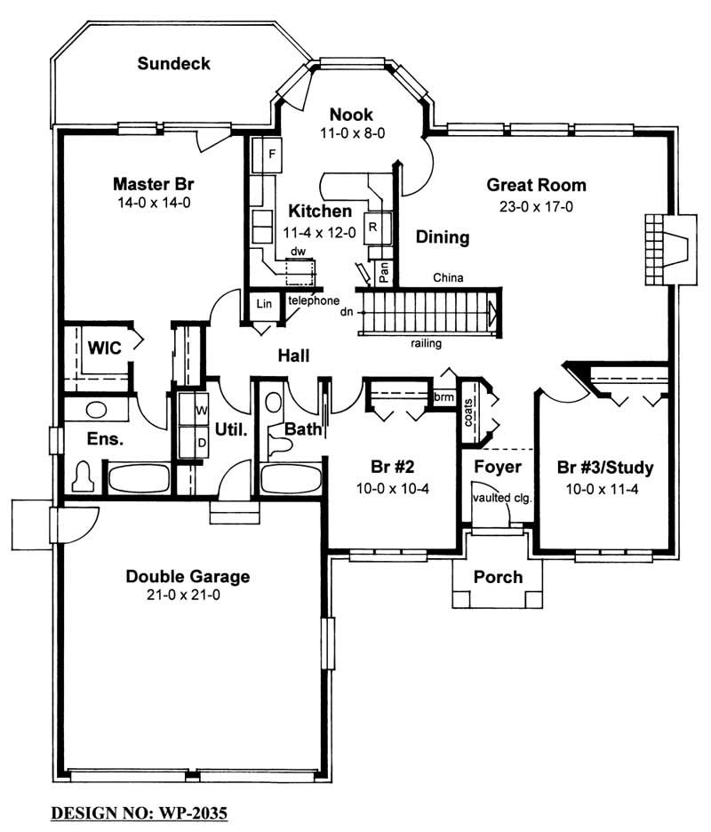 Floor Plan First Story of Georgian Plan #177-1001