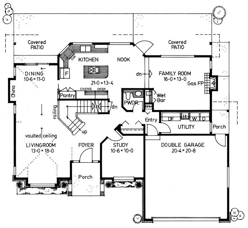 Floor Plan First Story of European Plan #177-1002