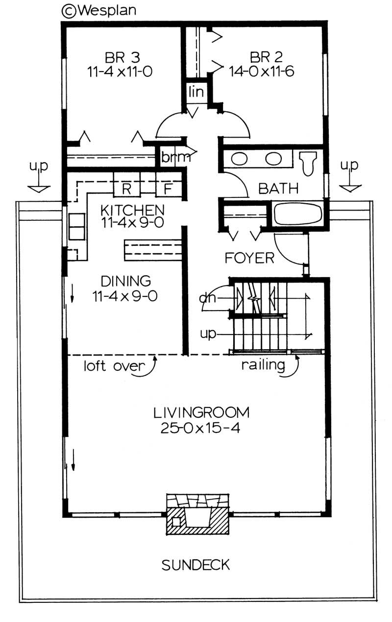 Floor Plan First Story of Log Cabin Plan #177-1005