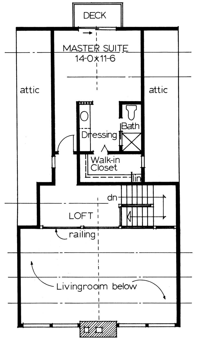 Floor Plan Second Story of Log Cabin Plan #177-1005