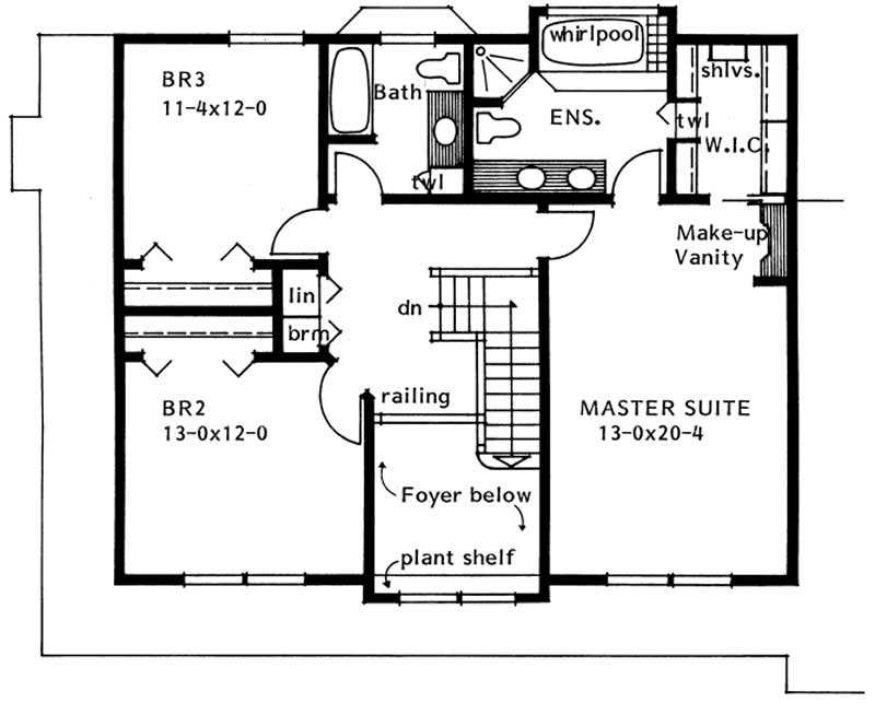 Floor Plan Second Story of Country Plan #177-1007