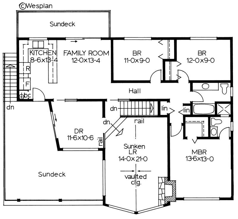 Floor Plan First Story of Ranch Plan #177-1008