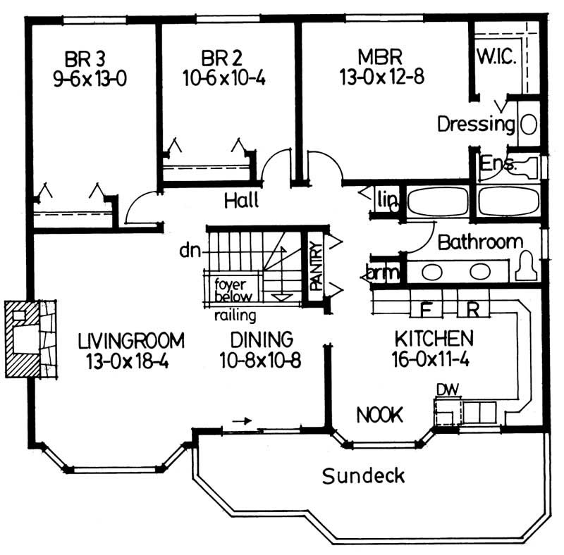 Floor Plan First Story of Country Plan #177-1009