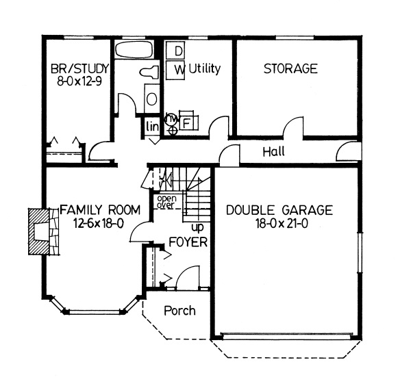 Floor Plan Basement of Country Plan #177-1009