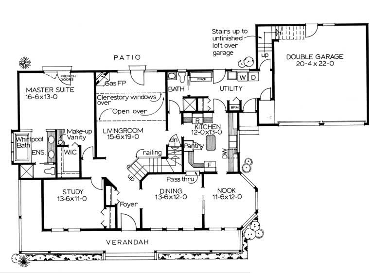 Floor Plan First Story of Colonial Plan #177-1010