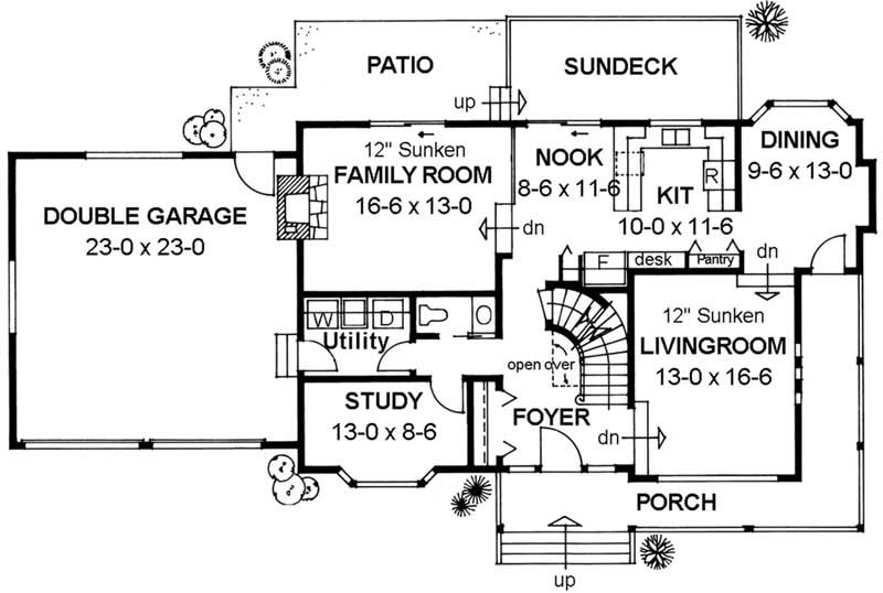Floor Plan First Story of Cape Cod Plan #177-1011