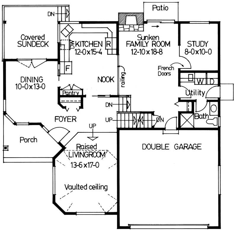 Floor Plan First Story of European Plan #177-1015