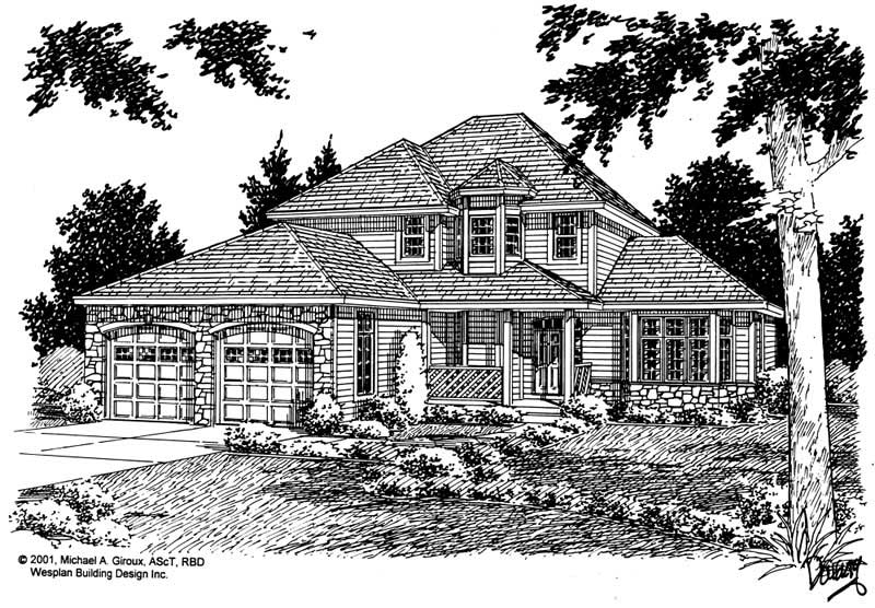 Home Plan Front Elevation of this 4-Bedroom,2101 Sq Ft Plan -177-1016