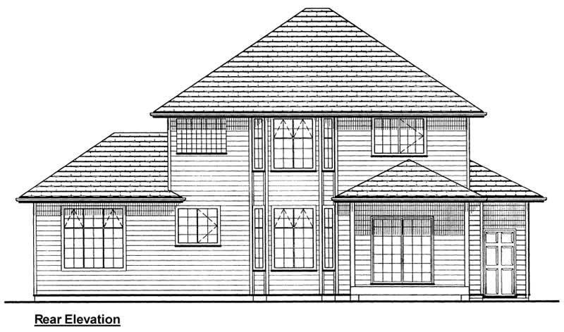 Home Plan Rear Elevation of this 4-Bedroom,2101 Sq Ft Plan -177-1016