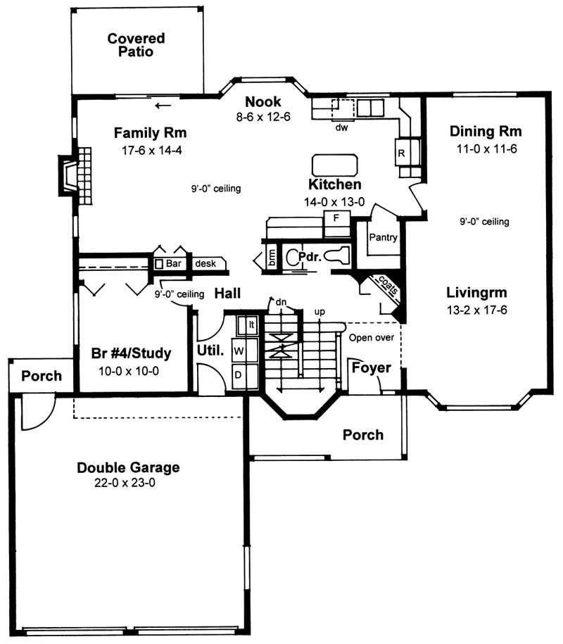 Floor Plan First Story of Country Plan #177-1016