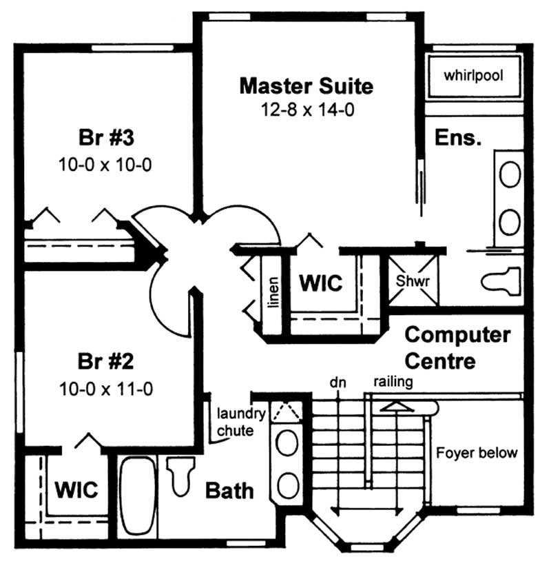Floor Plan Second Story of Country Plan #177-1016