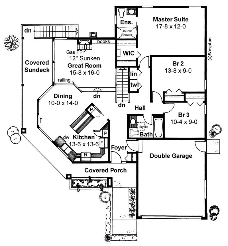 Floor Plan First Story of Ranch Plan #177-1019