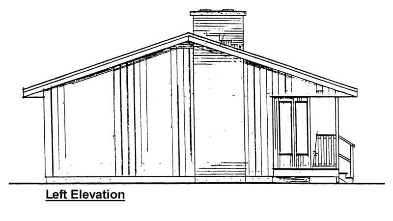 Home Plan Left Elevation of this 2-Bedroom,884 Sq Ft Plan -177-1020