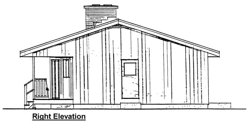 Home Plan Right Elevation of this 2-Bedroom,884 Sq Ft Plan -177-1020