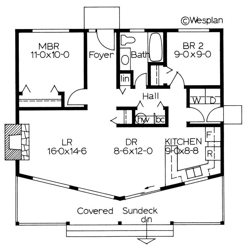 Floor Plan First Story of Country Plan #177-1020