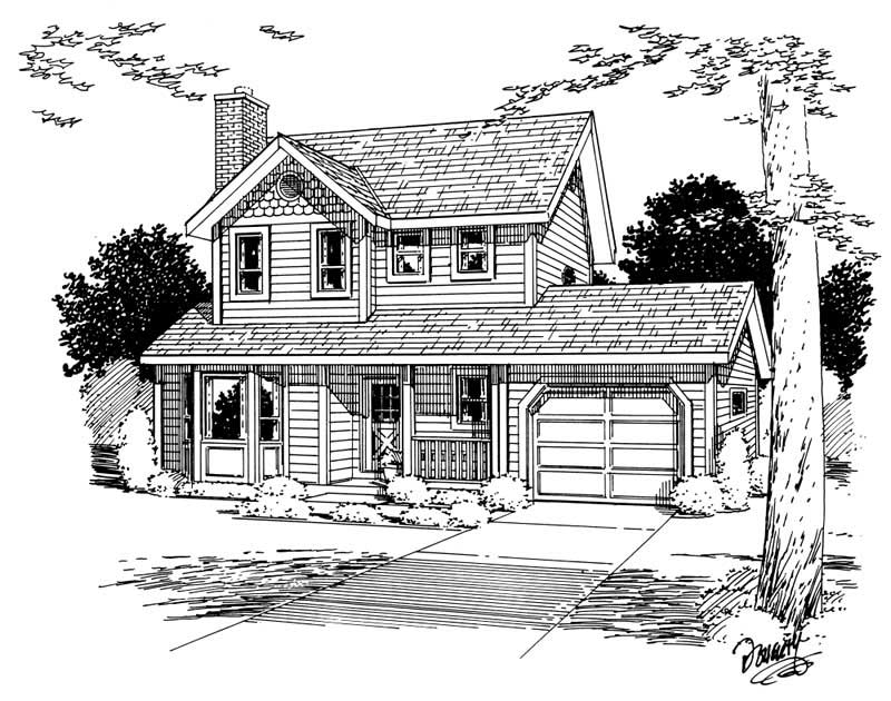 Home Plan Front Elevation of this 3-Bedroom,1206 Sq Ft Plan -177-1021