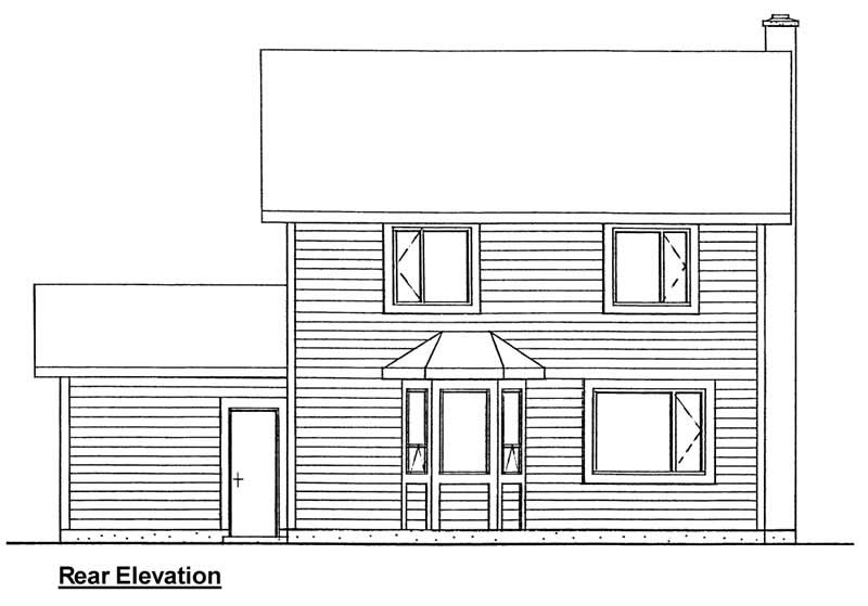 Home Plan Rear Elevation of this 3-Bedroom,1206 Sq Ft Plan -177-1021