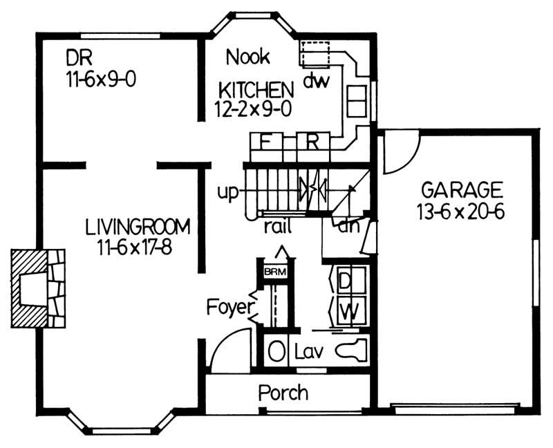 Floor Plan First Story of Multi-Level Plan #177-1021