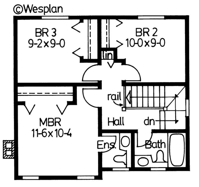 Floor Plan Second Story of Multi-Level Plan #177-1021