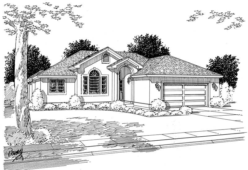 Home Plan Front Elevation of this 3-Bedroom,1626 Sq Ft Plan -177-1022