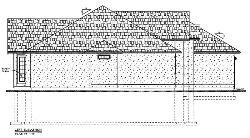 Home Plan Left Elevation of this 3-Bedroom,1626 Sq Ft Plan -177-1022