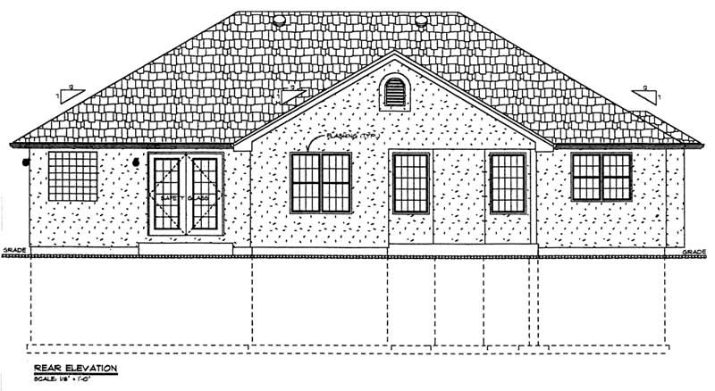 Home Plan Rear Elevation of this 3-Bedroom,1626 Sq Ft Plan -177-1022