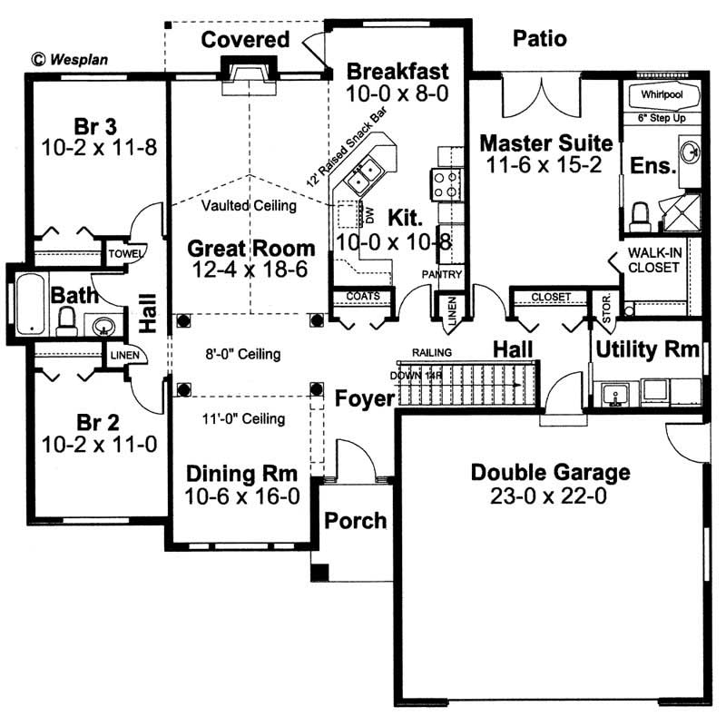 Floor Plan First Story of Mediterranean Plan #177-1022