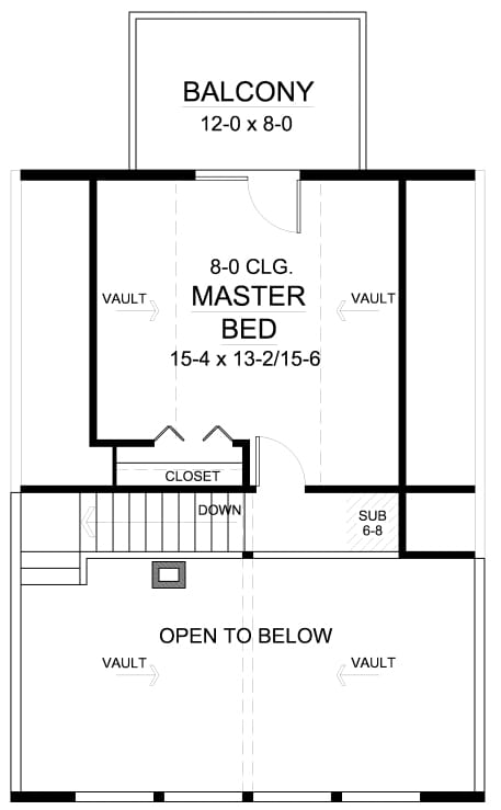 Floor Plan Second Story of Small House Plans #177-1023