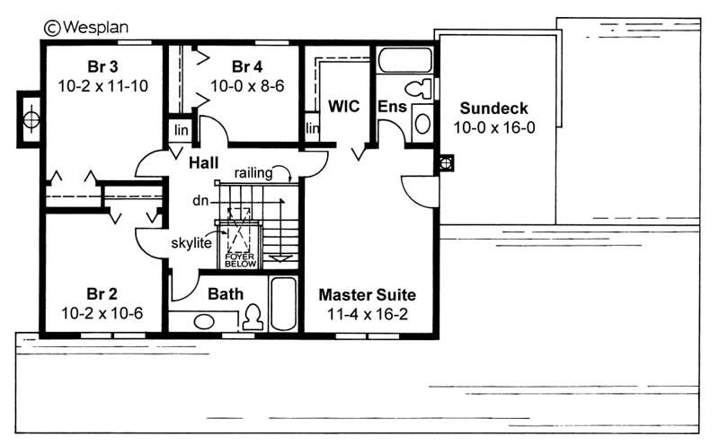 Floor Plan Second Story of Country Plan #177-1024
