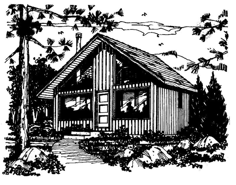 Home Plan Front Elevation of this 2-Bedroom,796 Sq Ft Plan -177-1027