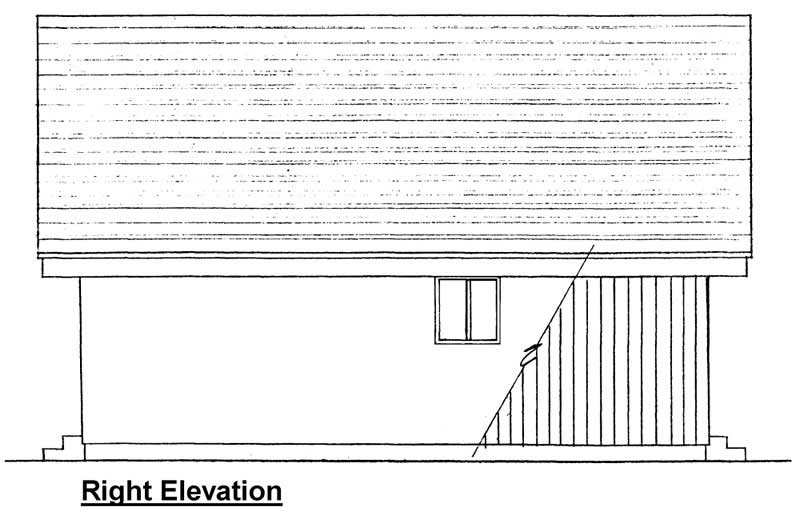 Home Plan Right Elevation of this 2-Bedroom,796 Sq Ft Plan -177-1027