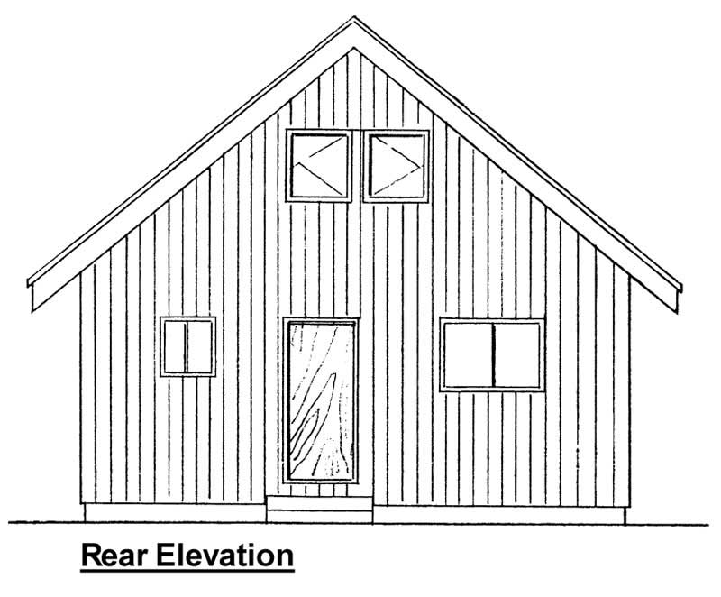 Home Plan Rear Elevation of this 2-Bedroom,796 Sq Ft Plan -177-1027