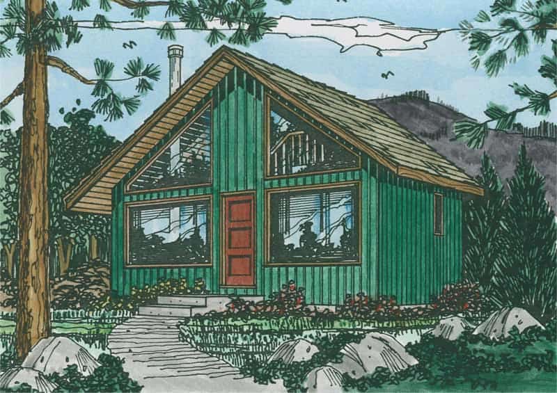 Front View of this 2-Bedroom, 796 Sq Ft Plan - 177-1027