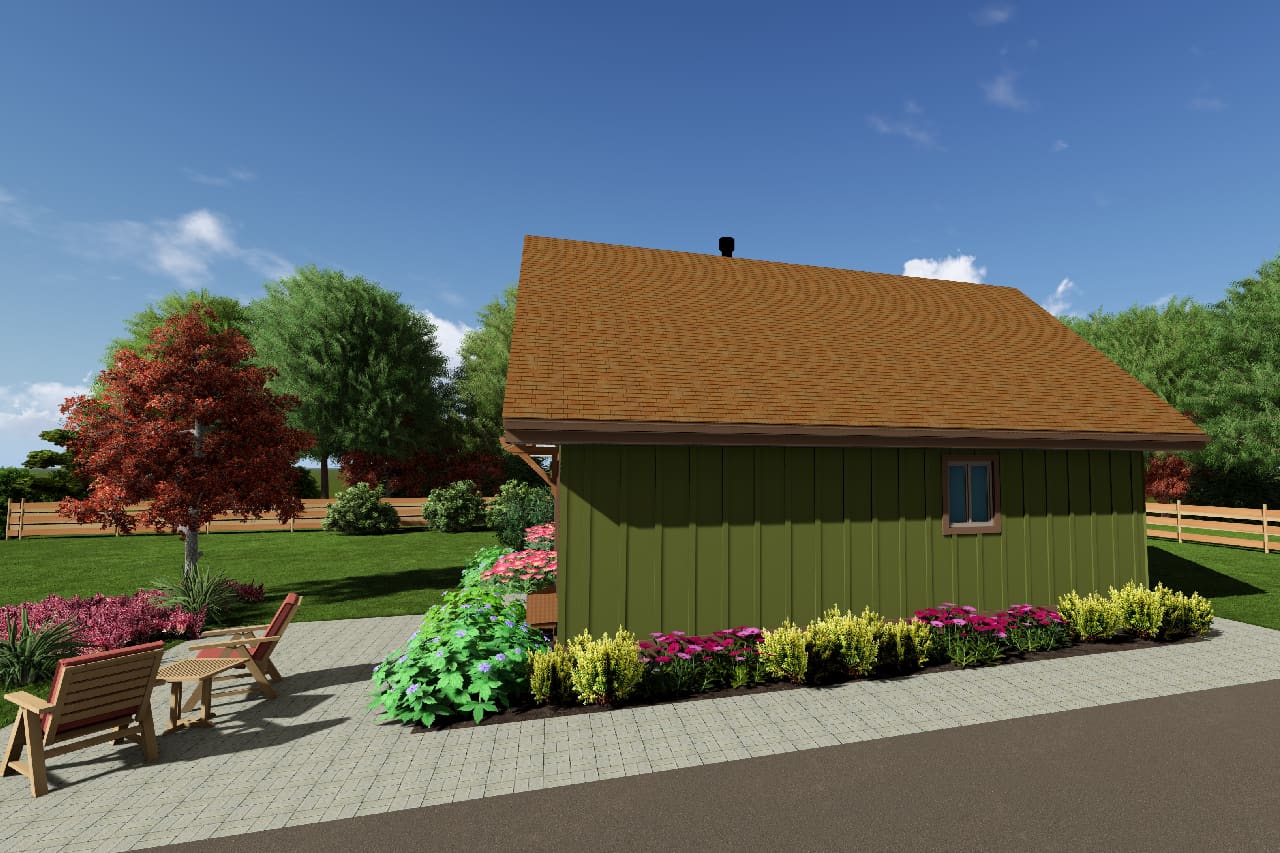 Home Plan Right Elevation of this 2-Bedroom,849 Sq Ft Plan -177-1027