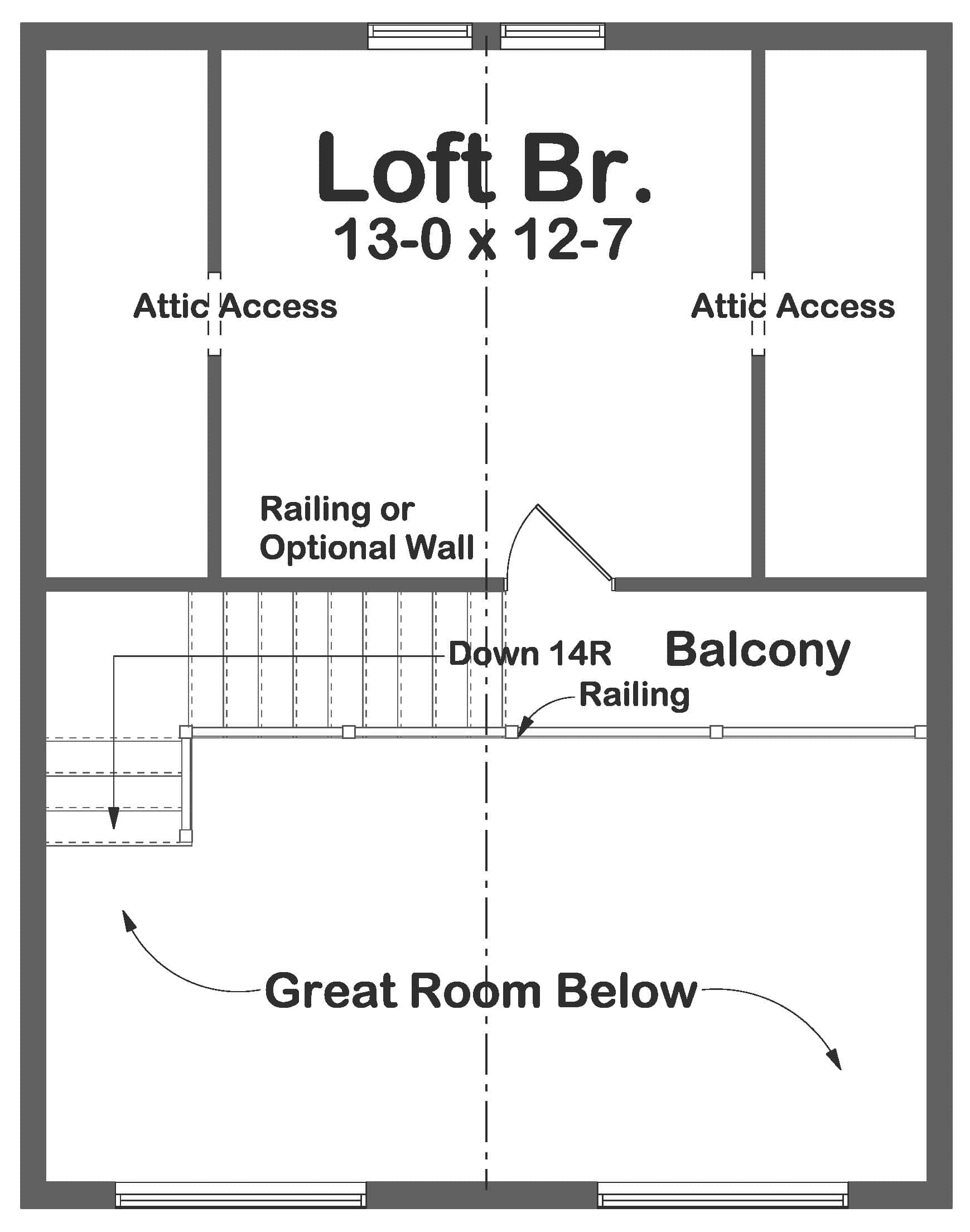 Upper Level of Small House Plans #177-1027