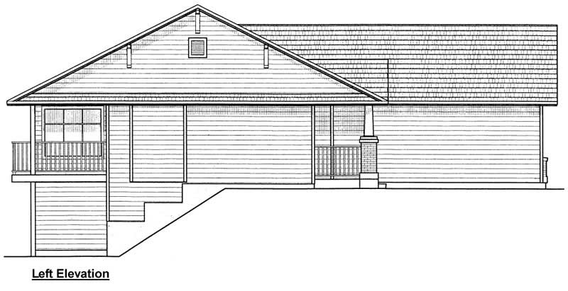 Home Plan Left Elevation of this 3-Bedroom,1368 Sq Ft Plan -177-1028