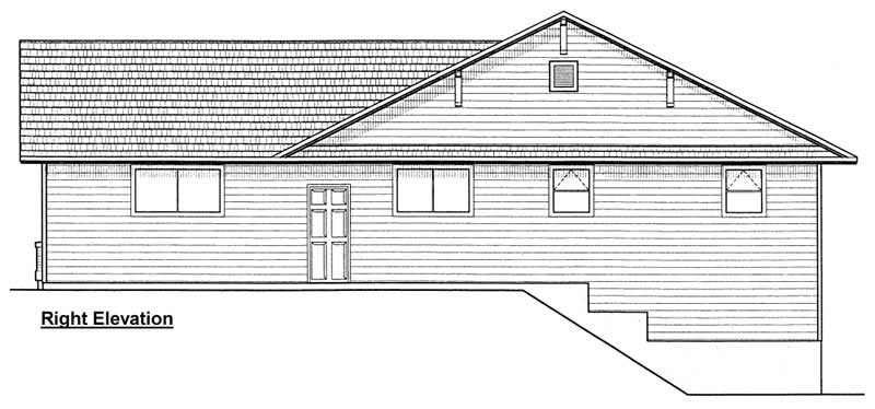 Home Plan Right Elevation of this 3-Bedroom,1368 Sq Ft Plan -177-1028