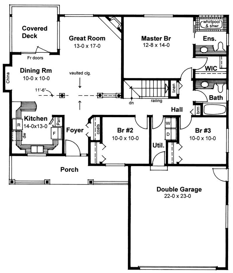 Floor Plan First Story of Craftsman Plan #177-1028