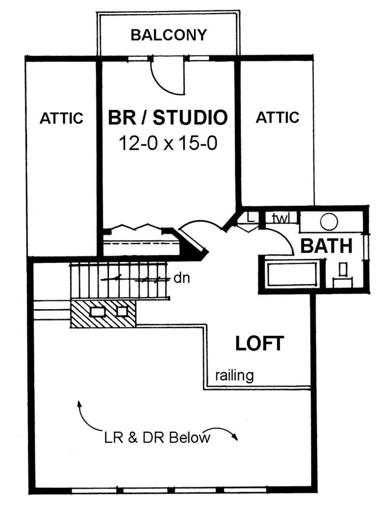 Floor Plan Second Story of Country Plan #177-1029