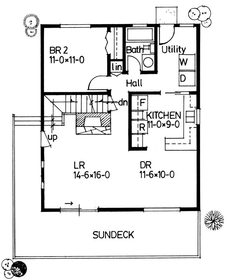 Floor Plan First Story of Log Cabin Plan #177-1030