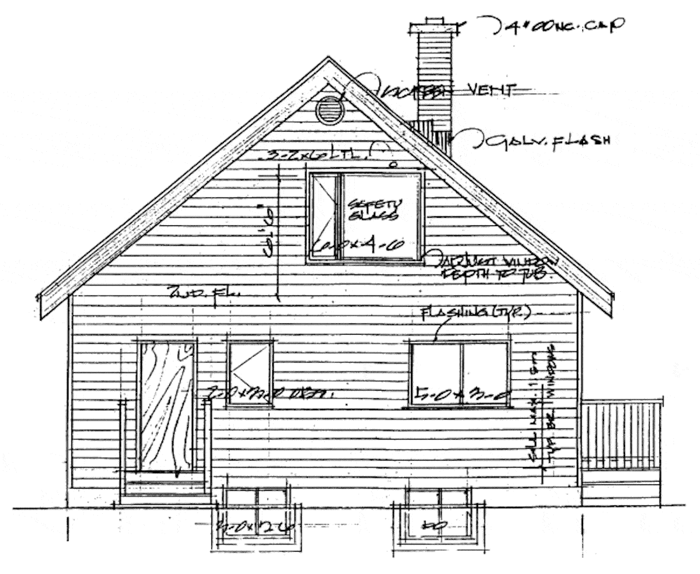 Home Plan Rear Elevation of this 2-Bedroom,1362 Sq Ft Plan -177-1030