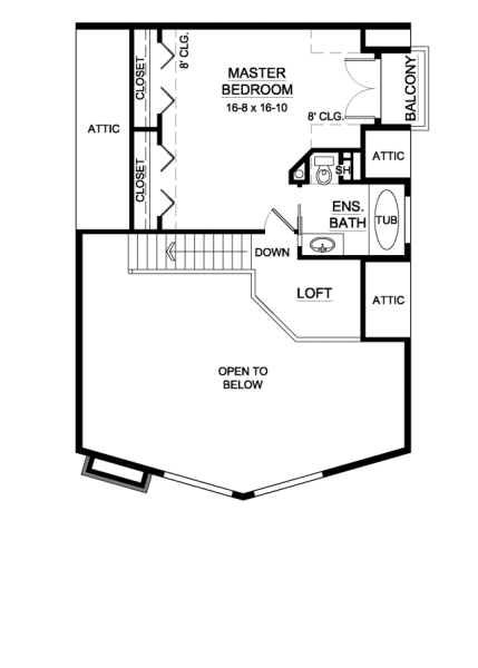 Floor Plan Second Story of Vacation Homes Plan #177-1032