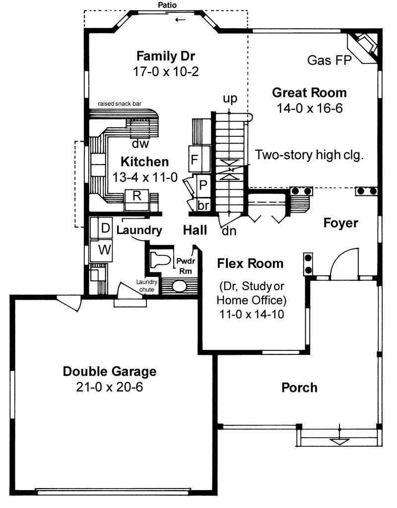 Floor Plan First Story of Country Plan #177-1033