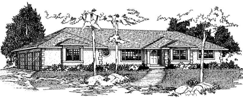 Home Plan Front Elevation of this 3-Bedroom,1731 Sq Ft Plan -177-1035