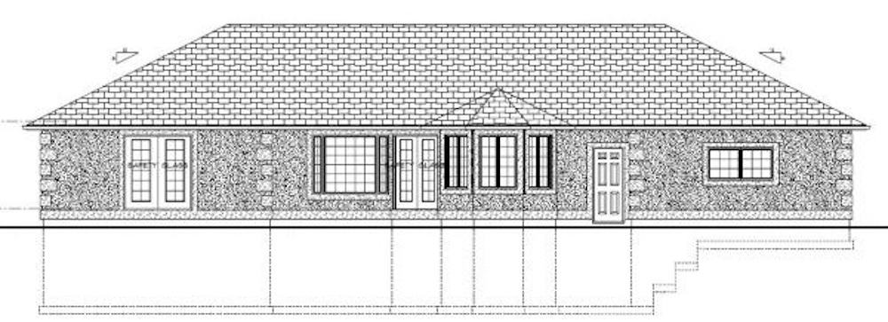 Home Plan Rear Elevation of this 3-Bedroom,1731 Sq Ft Plan -177-1035