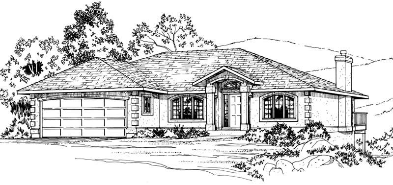 Home Plan Front Elevation of this 3-Bedroom,1423 Sq Ft Plan -177-1036