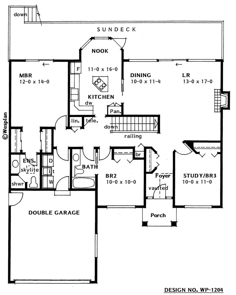 Floor Plan First Story of Craftsman Plan #177-1036
